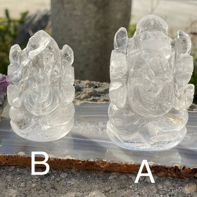 front view of the carved stones. Option A is a little bit taller and wider than option B