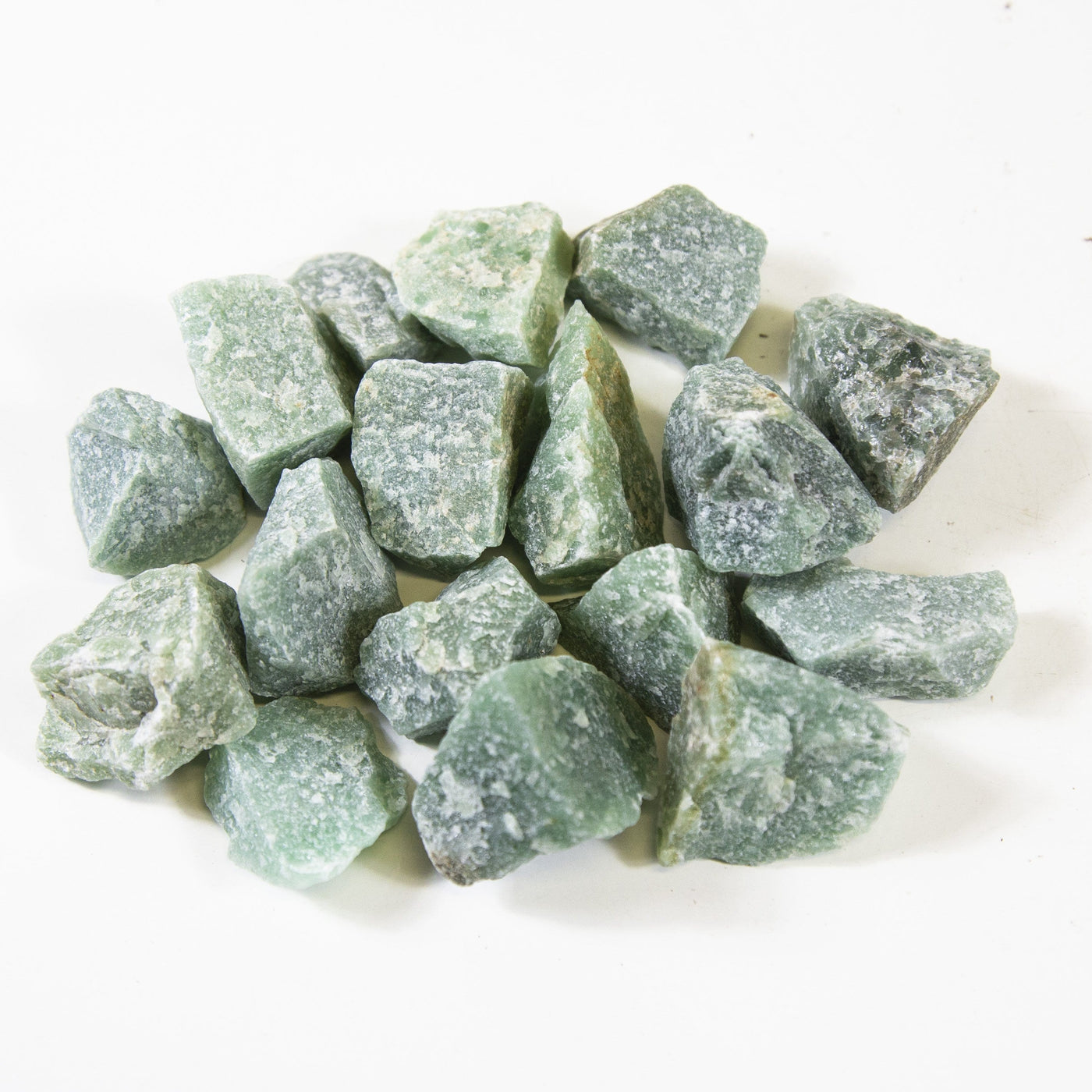 1 lb of Green quartz Raw Chunks Rough Stones displayed on white background