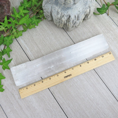 selenite bar with ruler for size reference 