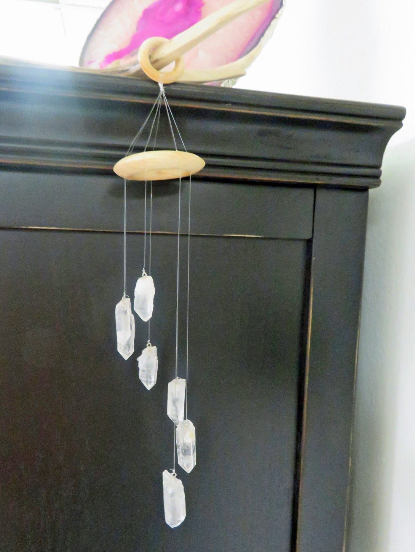 crystal point wind chime hanging