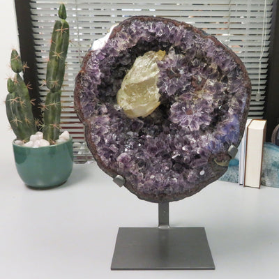 Amethyst Formation Rare with Stalactites and Calcite with decorations in the background