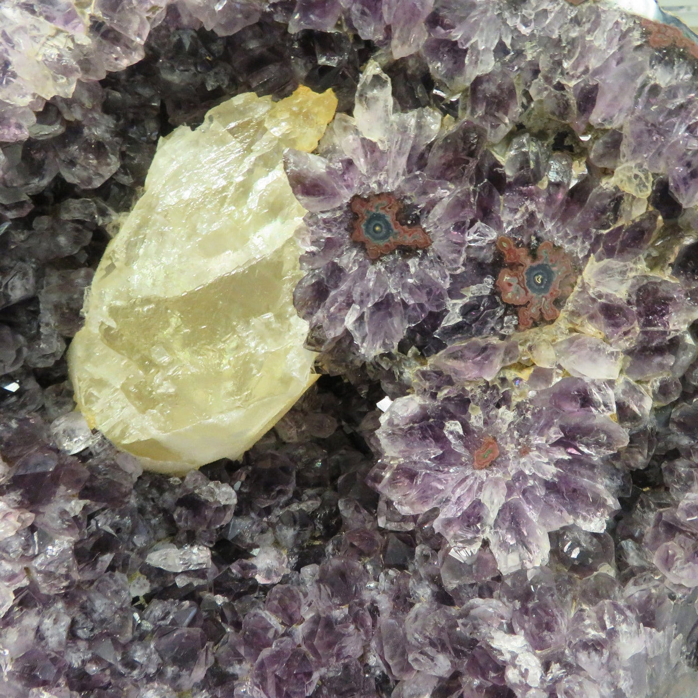 up close shot of Amethyst Formation Rare with Stalactites and Calcite