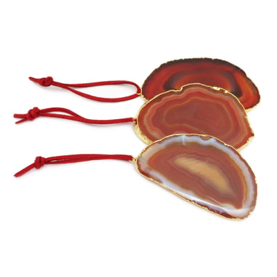 Freeform Gold Trim Agate Christmas Ornaments - red ones