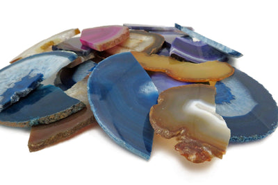 Assorted Agate Slices Large Broken Pieces, front shot taken for size/thickness reference
