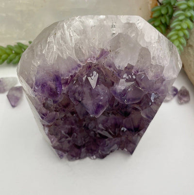top view of Amethyst Crystal Cluster Polished Point