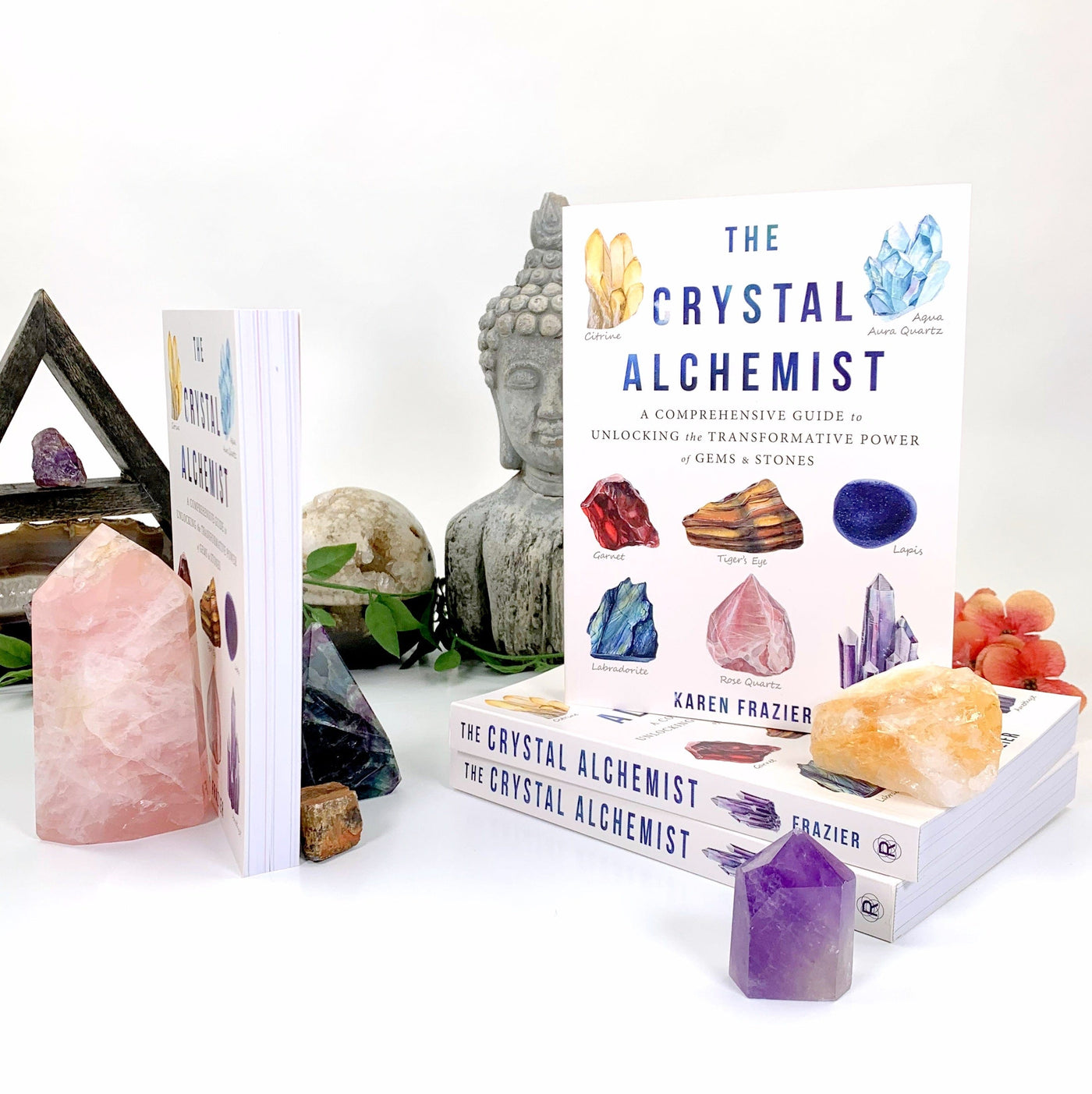side view of the crystal alchemist books with a white background