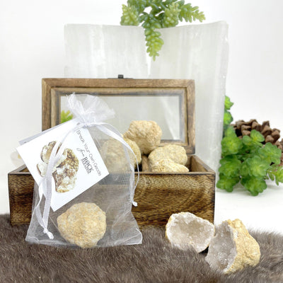 geodes in a box and one in a bag