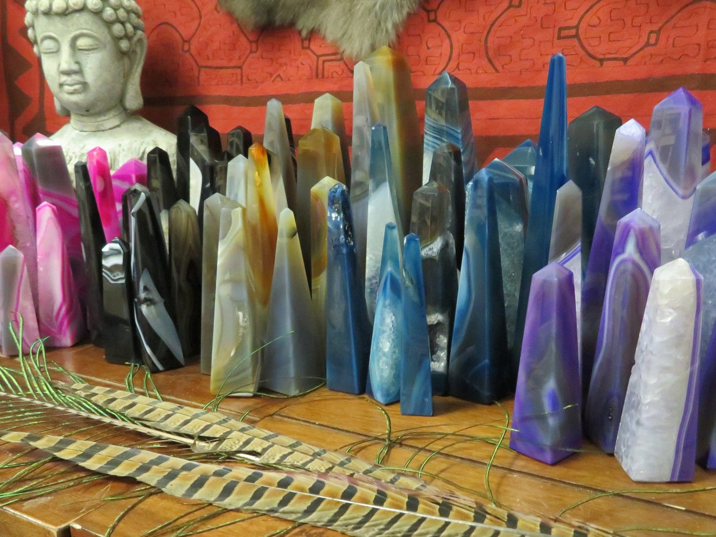  Picture of all of all the variety of colors we have available for our agate tower points.