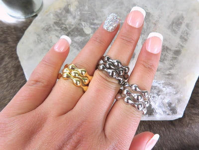 stackable rings on 3 fingers