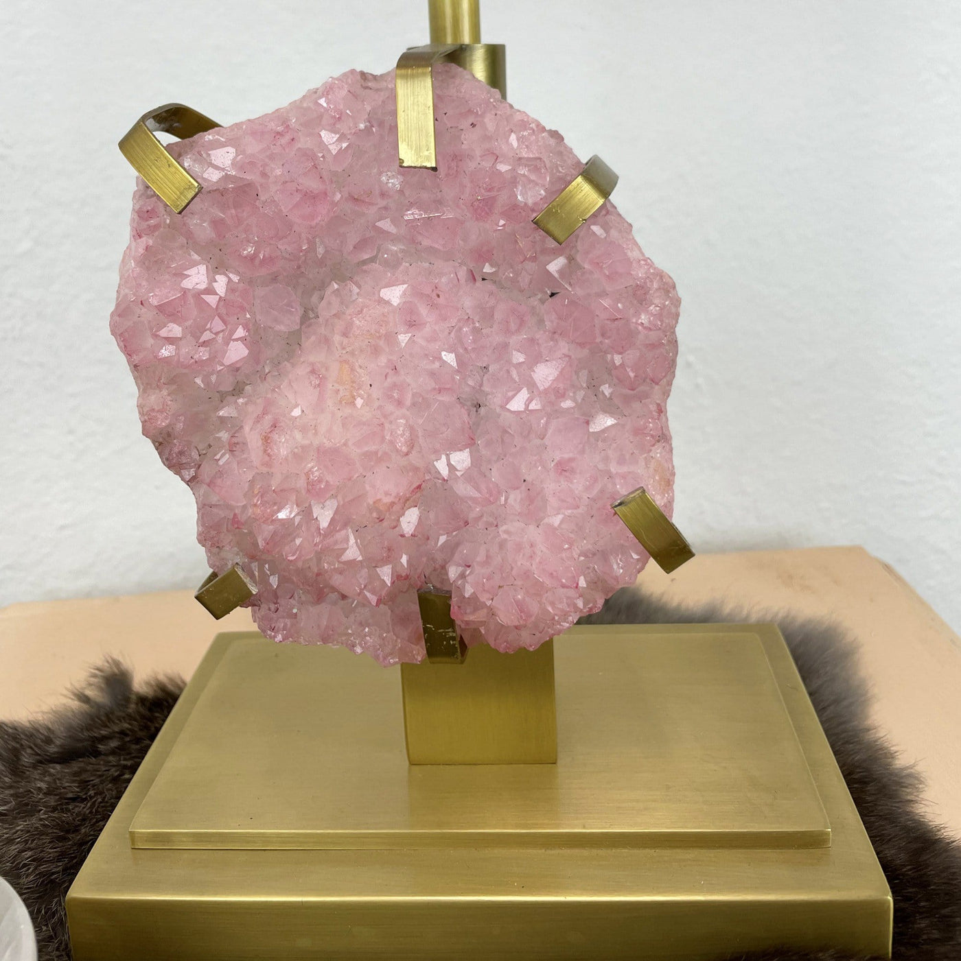 up close shot of Pink Crystal Druzy Lamp