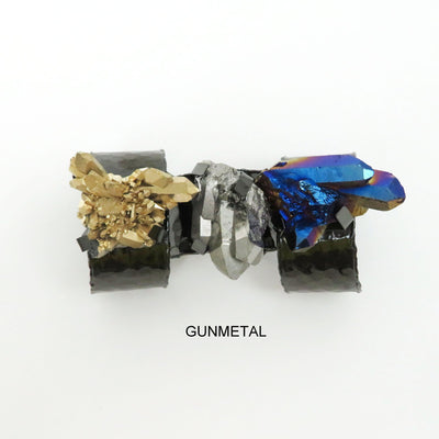 gunmetal variant of crystal cluster bracelet on white background