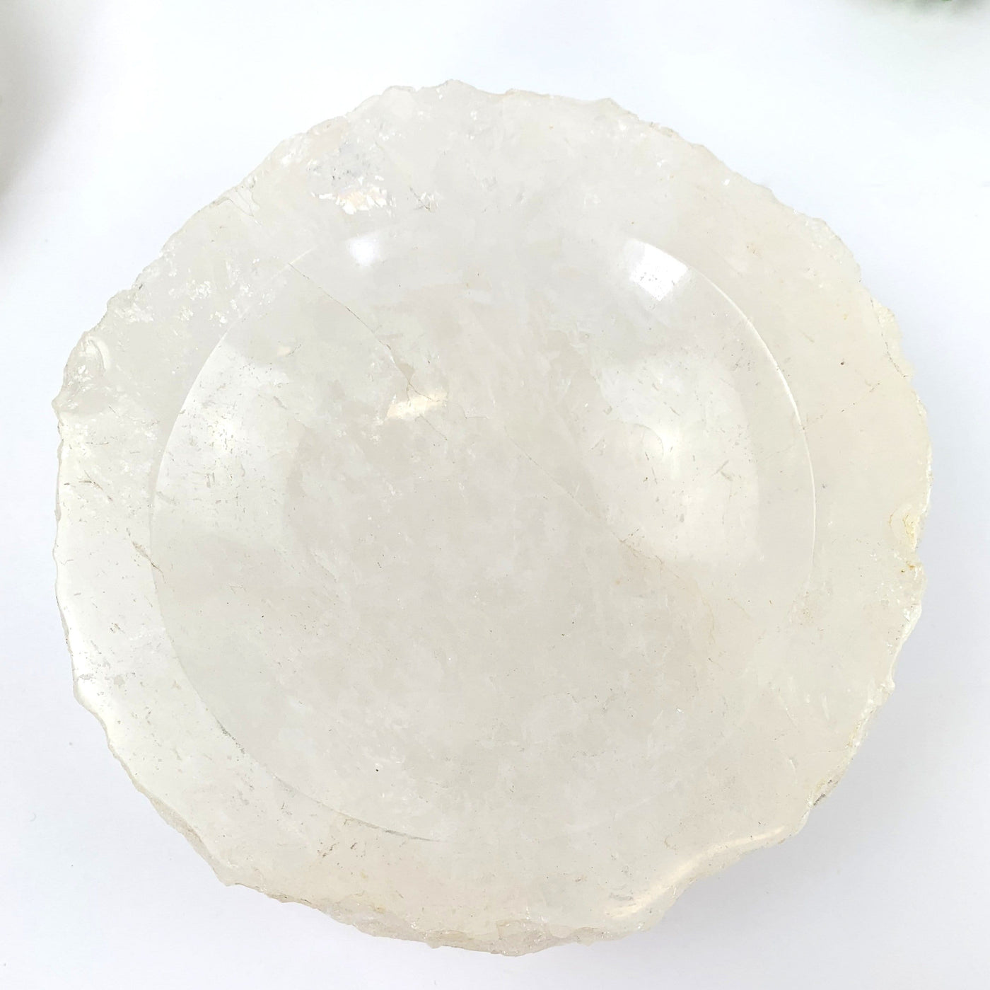 top view of Crystal Quartz Display Bowl on white background