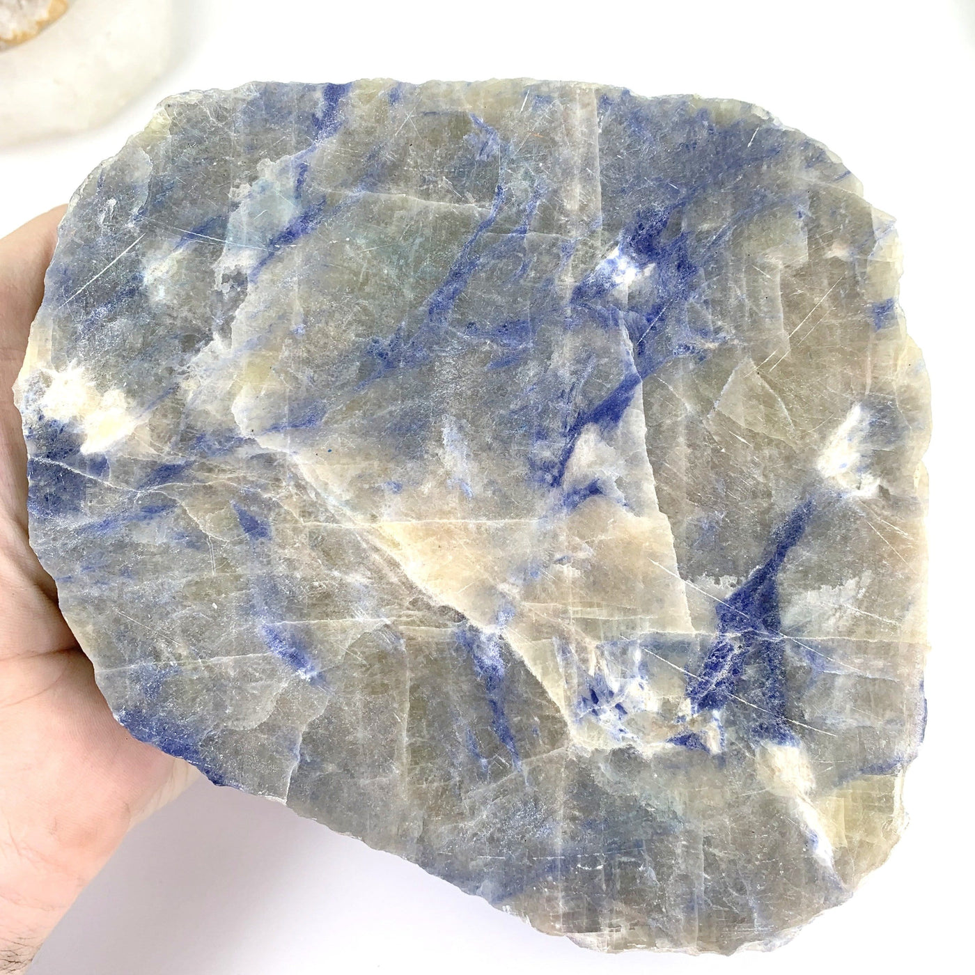 underside of semi-polished sodalite bowl