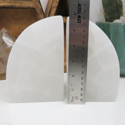 selenite book ends with ruler for size reference 