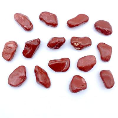 Red Jasper spread out on white background