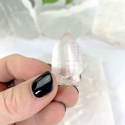 Natural Lemurian Quartz Points - held in a hand
