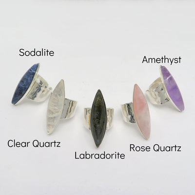 stone rings with labels