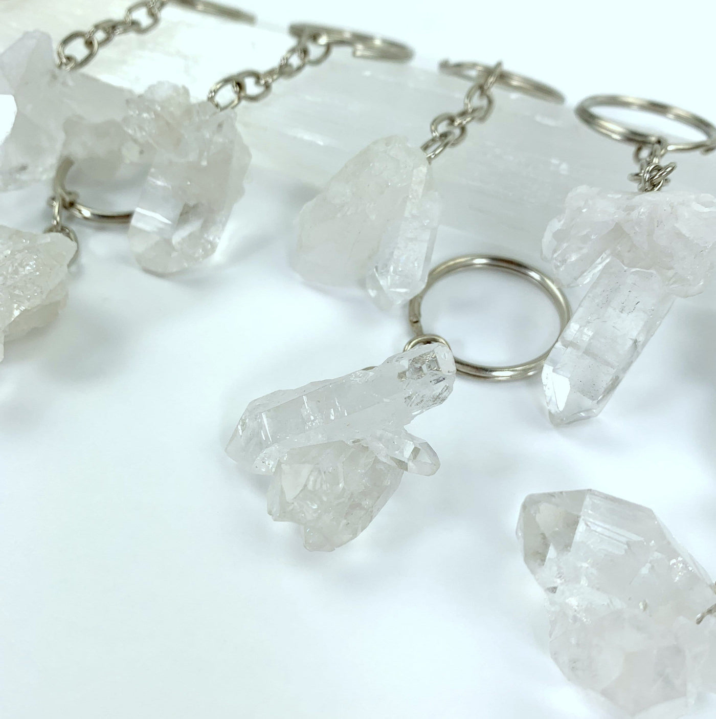 close up Crystal Clusters Keychains 
