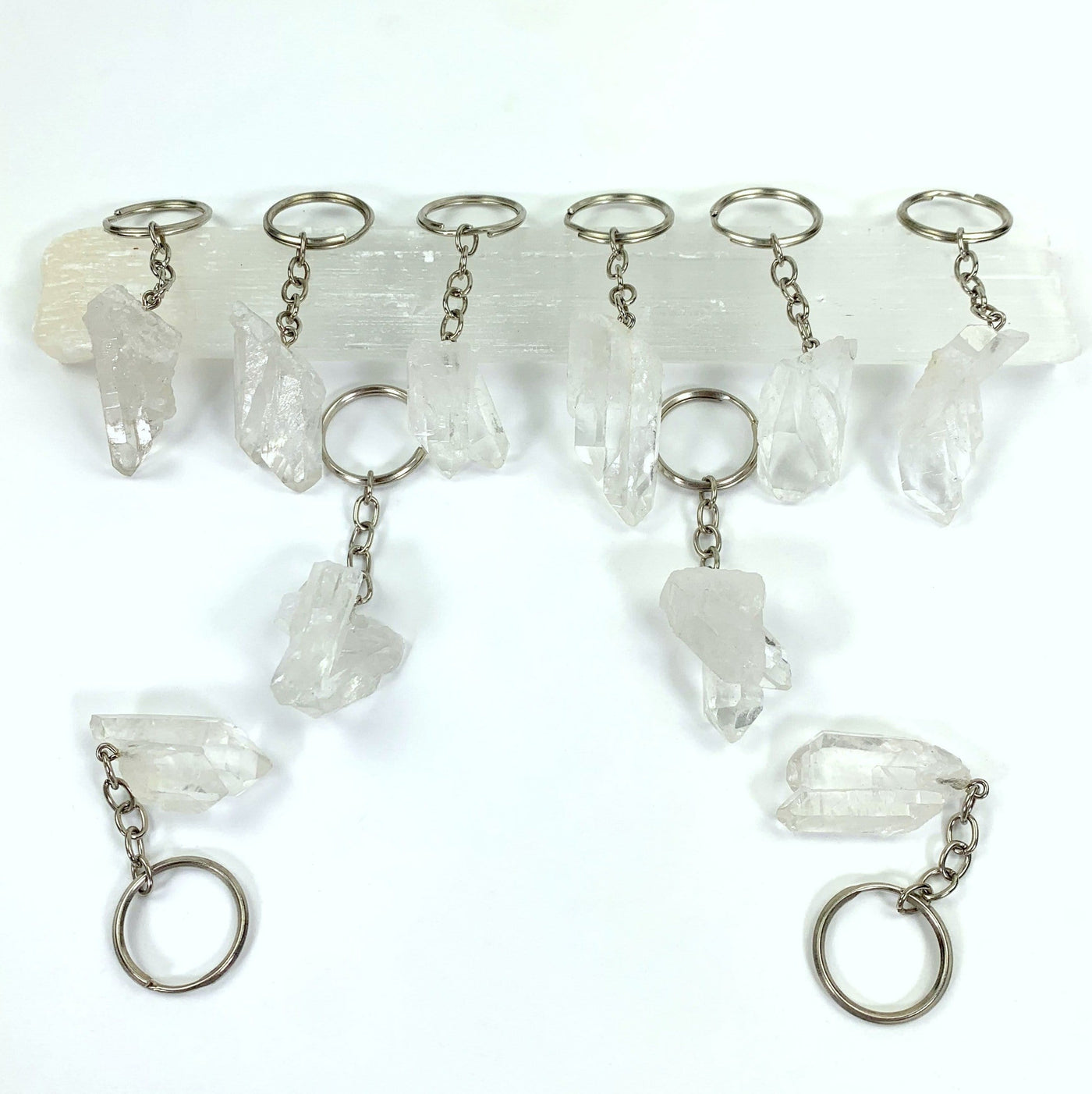 10 Twin Crystal Points Keychains 