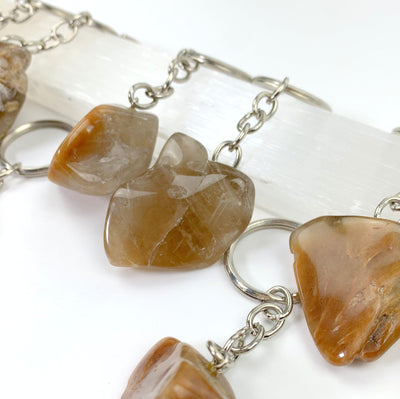 yellow quartz tumbled keychains