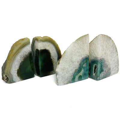 Green Agate Bookend Pairs shown front facing and inside.