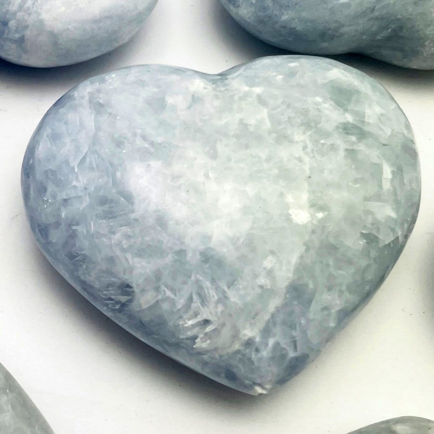 a close up of Blue Calcite Heart