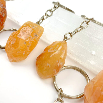 Tumbled Carnelian Keychains side view to show thickness