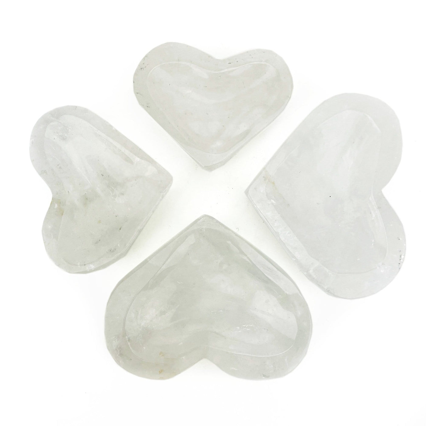 Crystal Quartz Heart Bowls displayed on white background