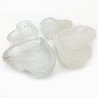 side view of Crystal Quartz Heart Bowls for thickness reference