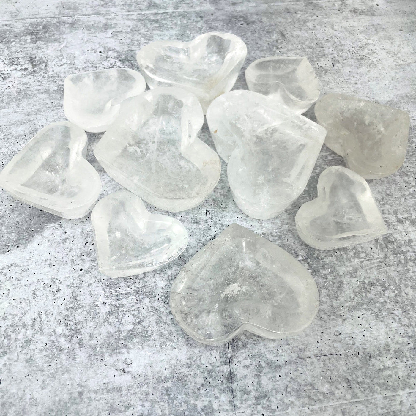 side view of Crystal Quartz Heart Bowls