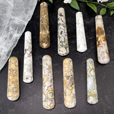 multiple king cobra jasper massage wands displaying the different color patterns 