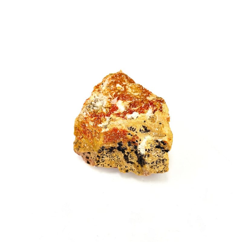 close up of natural vanadinite cluster on a white background