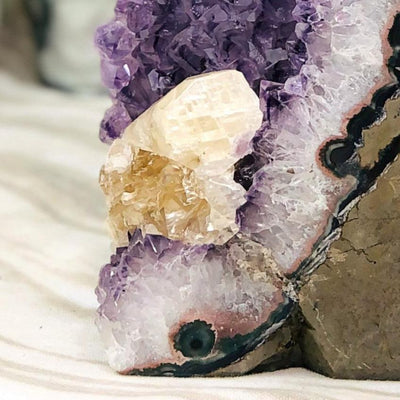 up close shot of Amethyst Cluster with Calcite