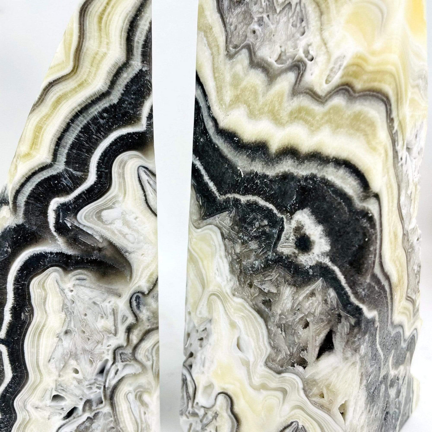 up close shot of zebra onyx bookends