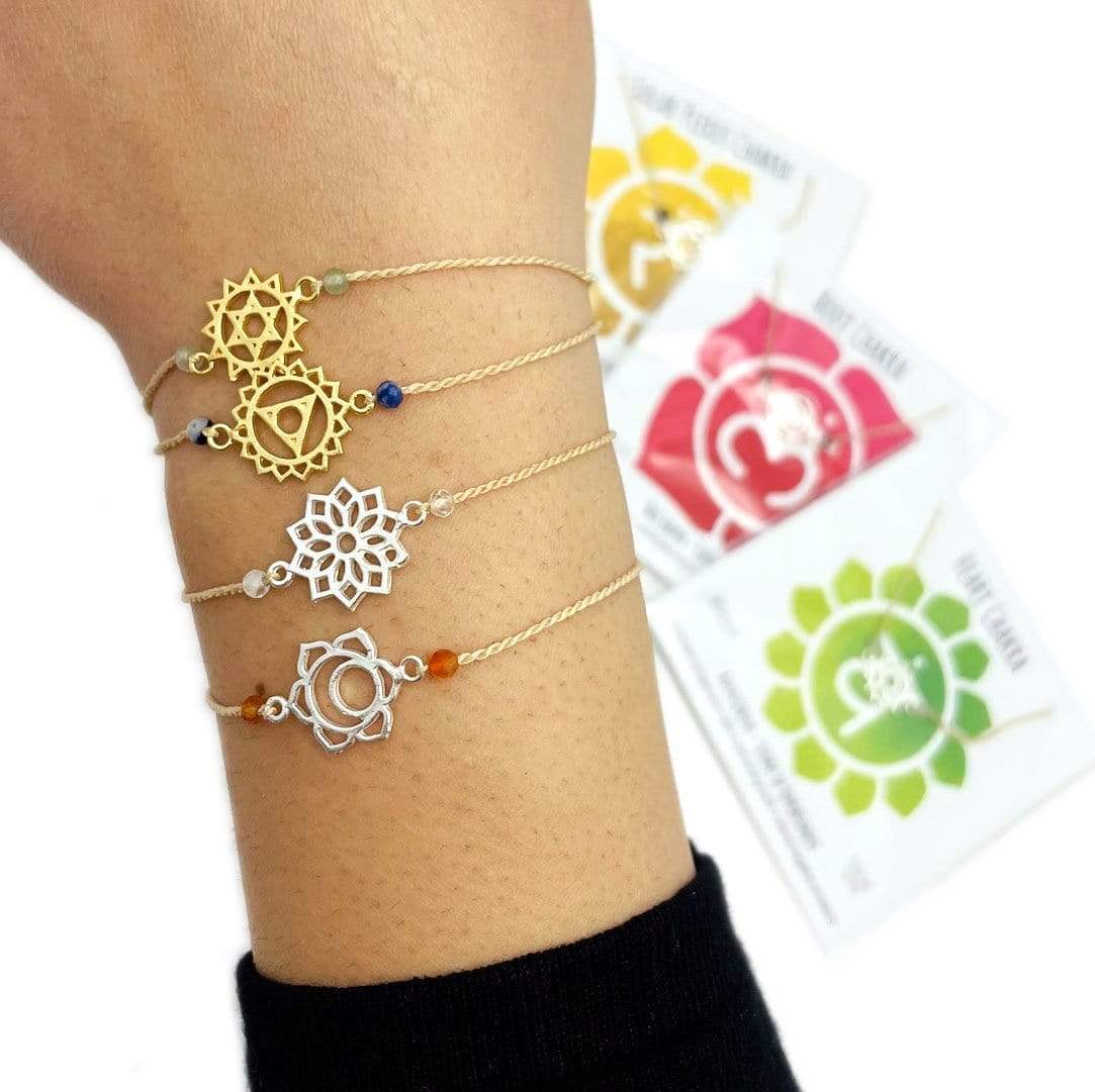 chakra bracelets on wrist for size reference 