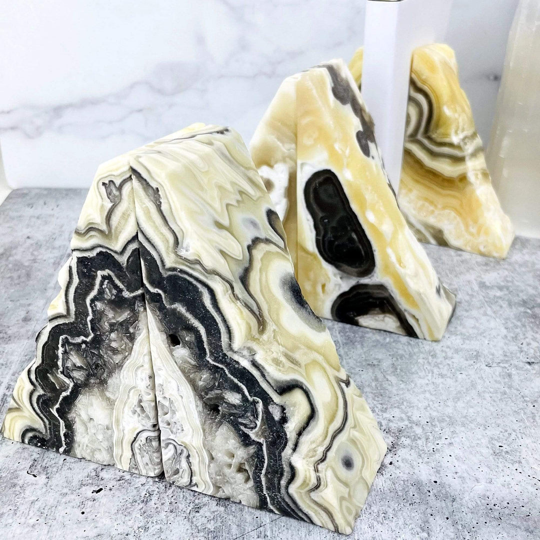 Zebra Onyx Bookends, Onyx Decor, Onyx Crystal, Natural Stone 2024 Bookends, Natural Decor, Organic Decor, Bookshelf Decor