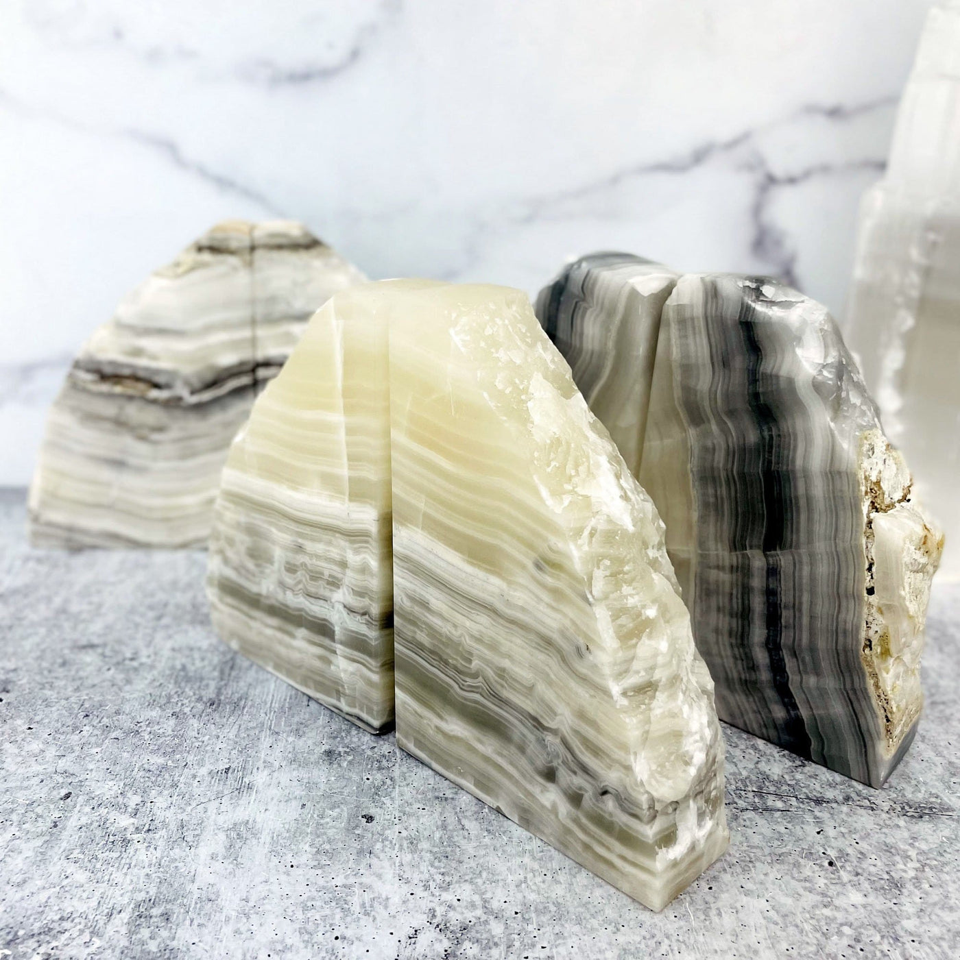 Products Onyx Bookends - 3 sets on a table