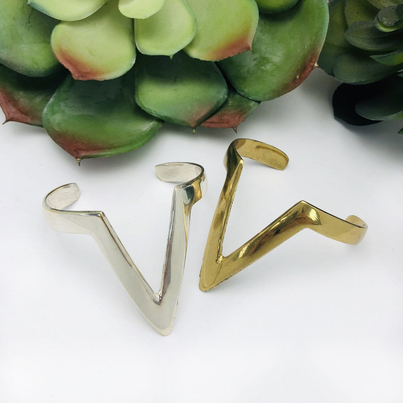 bracelets displayed on white background side view