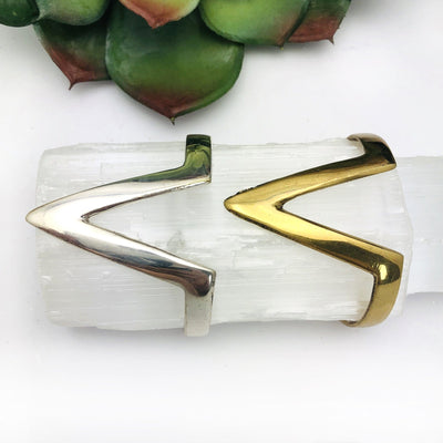  Brass Chevron Bangle Bracelet  Brass or Silver Plated displayed on white background