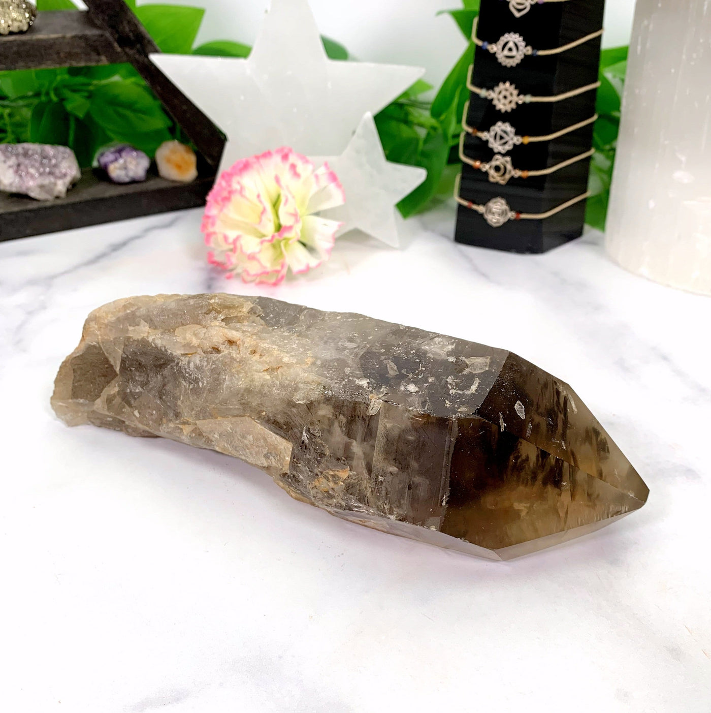 Natural Smoky Lemurian Quartz Point - different angle