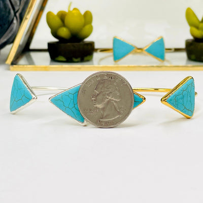 Turquoise Howlite Double Triangle Adjustable Bracelet