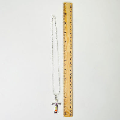 full necklace length with a ruler for length reference