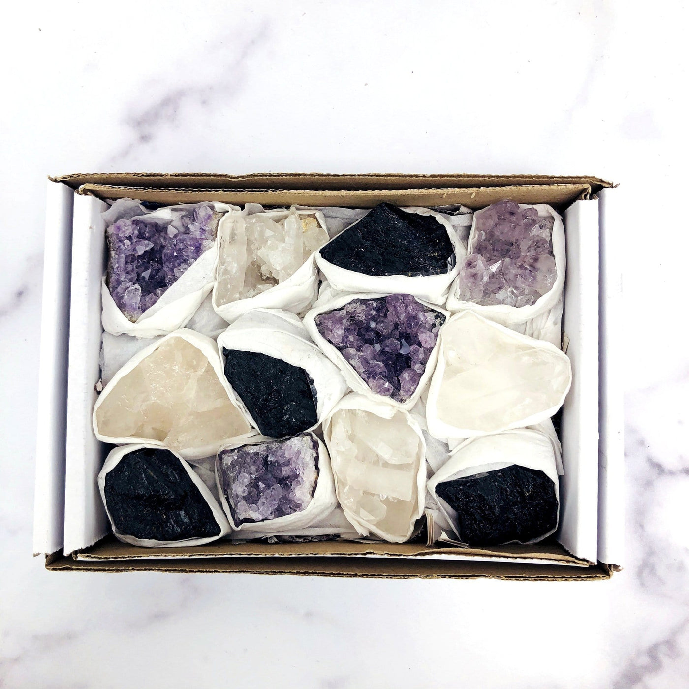 amethyst, crystal quartz, and tourmaline box