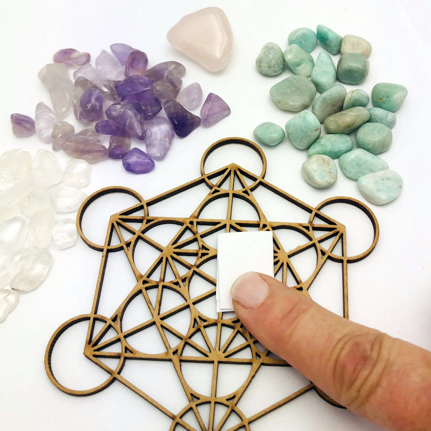 Love Crystal Grid Set showing placing of intention