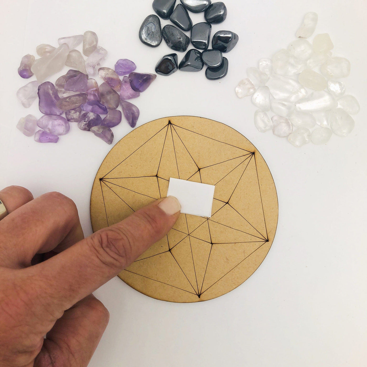 Protection Crystal Grid Set showing placing intention note