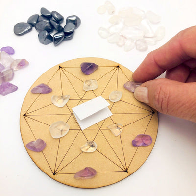 Protection Crystal Grid Set showing placing stones on grid