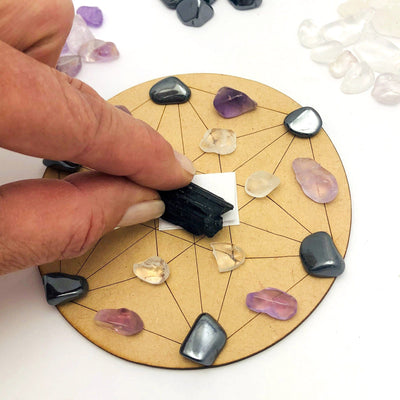 Protection Crystal Grid Set showing placing stones on grid
