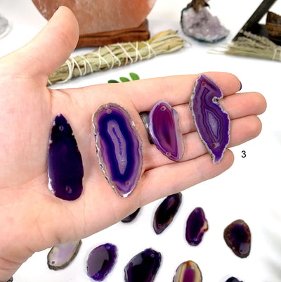 hand holding up variant 3 of Purple Agates Set