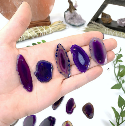 hand holding up variant 4 of Purple Agates Set