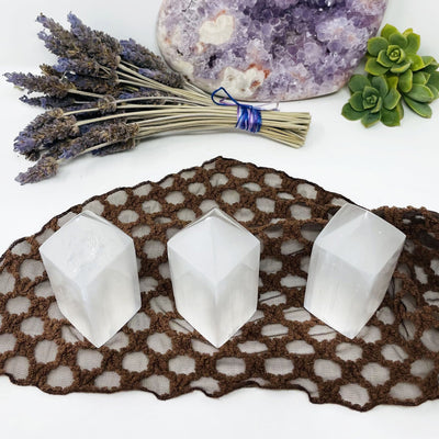 overhead view of selenite square points